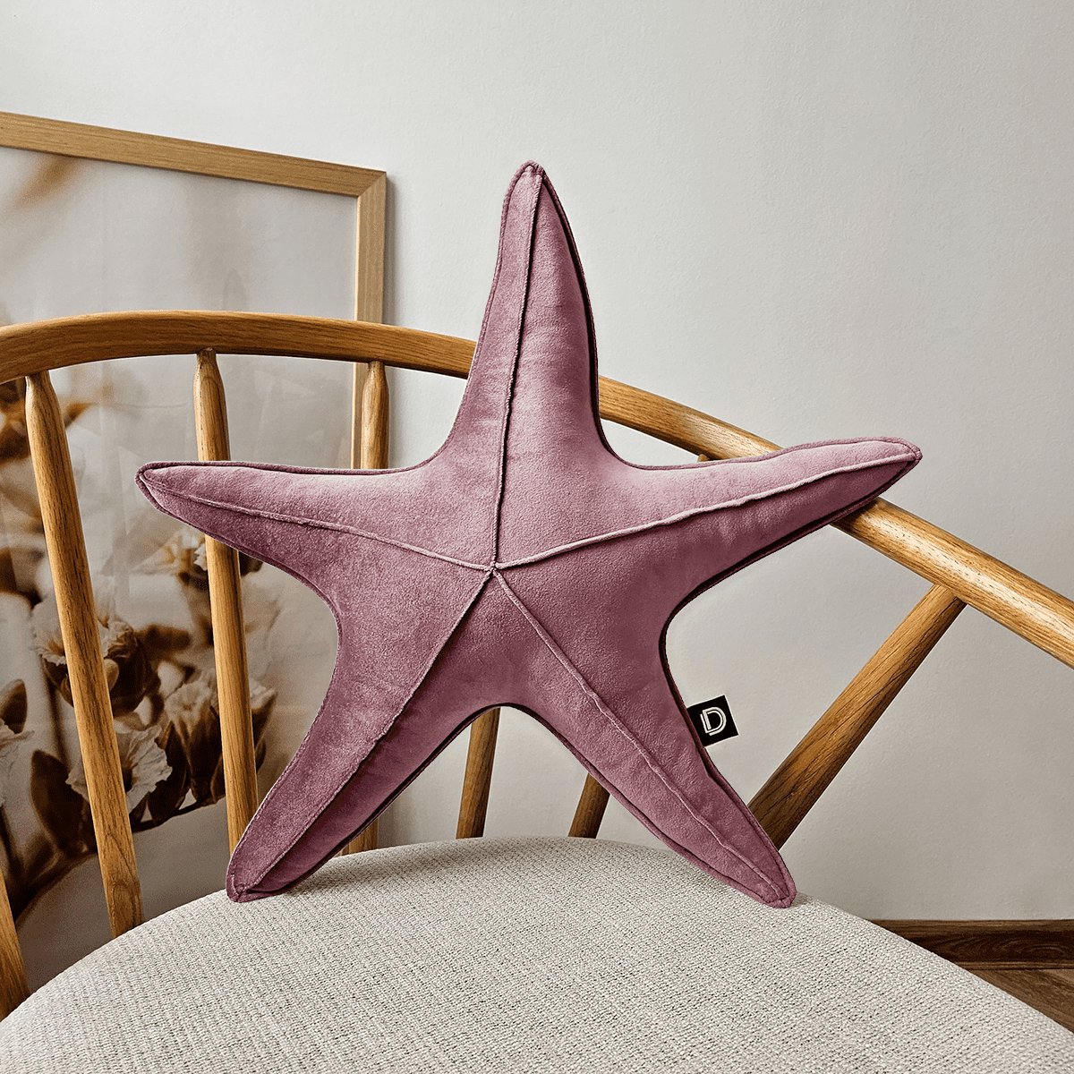 Decordruk VELVET Serie - Decoratief Kussen - 53cm - Roze - Stervorm