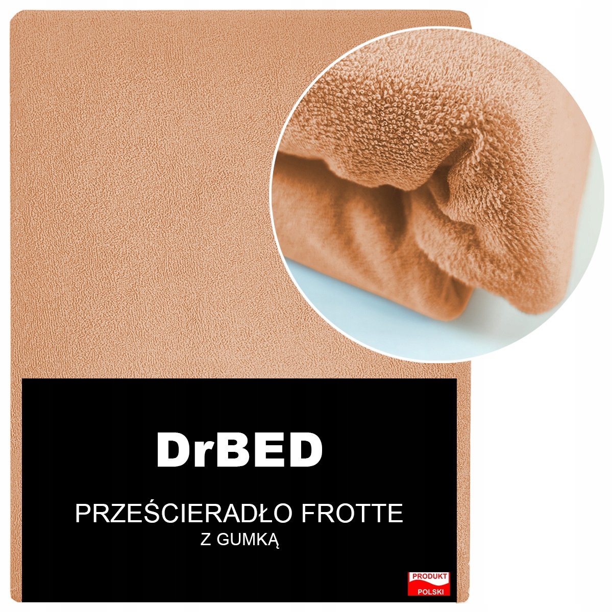 DrBED Prześcieradło - Frotte - 120x200 - Elastaan - Perzikkleurig