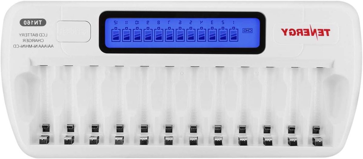 Batterij Oplader - Smart Oplader - Batterijen Opladen - 12 Oplaadslots - Charger - Wit & Zwart
