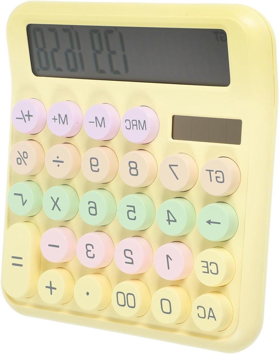 Rekenmachine - Basis calculator Decoratieve calculator - Studenten gebruik - Lichtgewicht draagbaar ontwerp - 15.5 cm breed - Geel