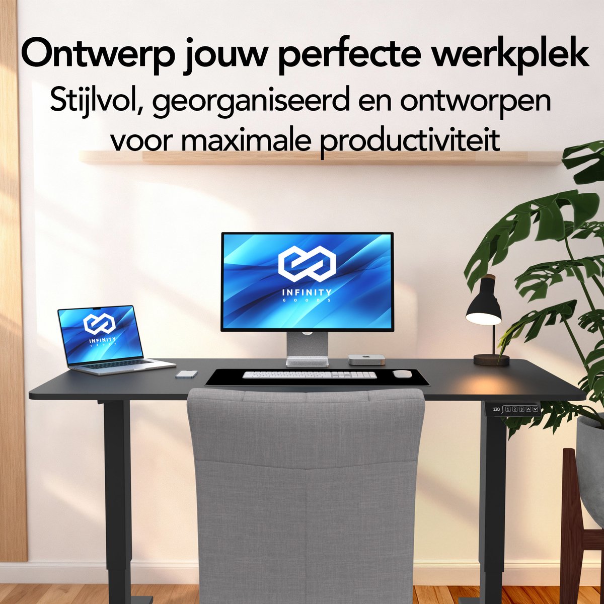 Infinity Goods Zit Sta Bureau Elektrisch Verstelbaar - 120 x 60 CM - Geheugenfunctie - Zwart thumbnail 4