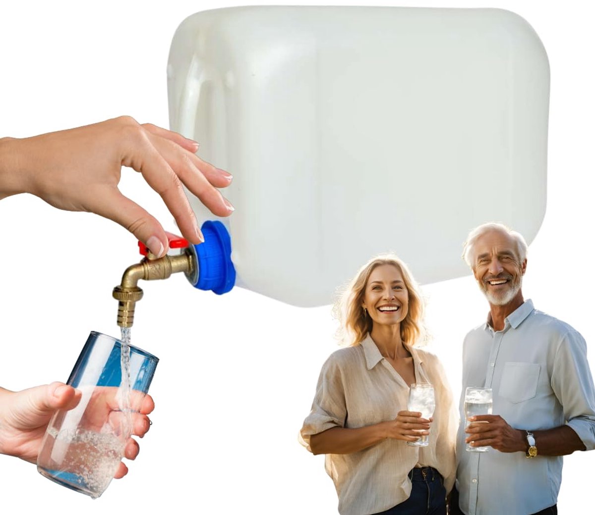 Anwicar Jerrycan voor Water - 10 L - Watercontainer met Kraantje en Dop - Waterdispenser Camping - Wit