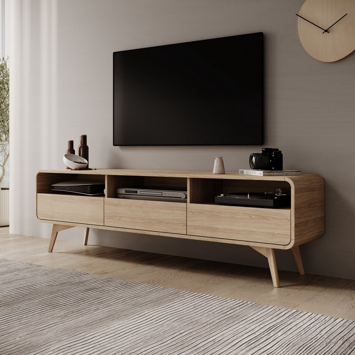 Meubella - Hoshii - TV-Meubel - Eikenpatroon - 180x39x53 cm