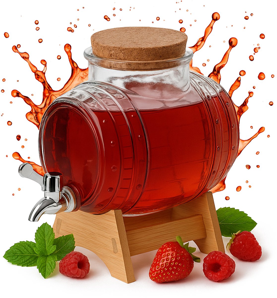 Bimberek Antałek Serie - Glazen Vat - 3L - Met Kran - Decoratieve Dispenser