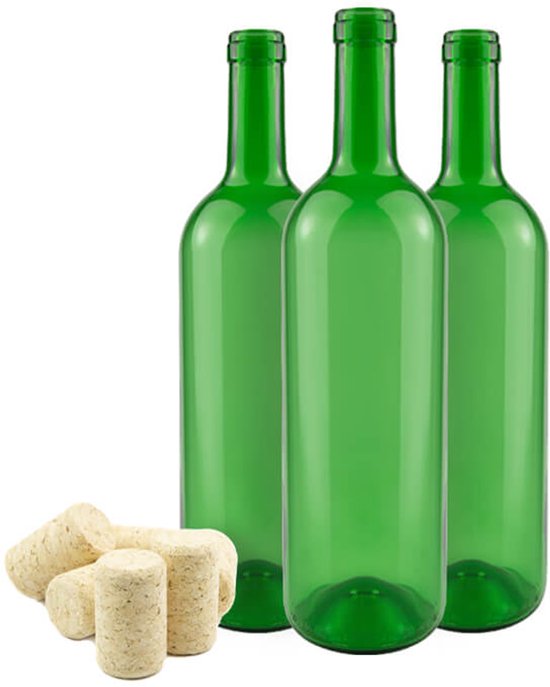 Bimberek - Wijnfles - 0,75L - Groen - Transparant - Met Kurk — afbeelding 5
