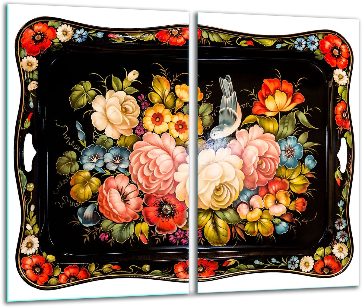 TMK ArtDeko - Glazen Snijplank - 2x 30x52 cm - Bloemenmotief