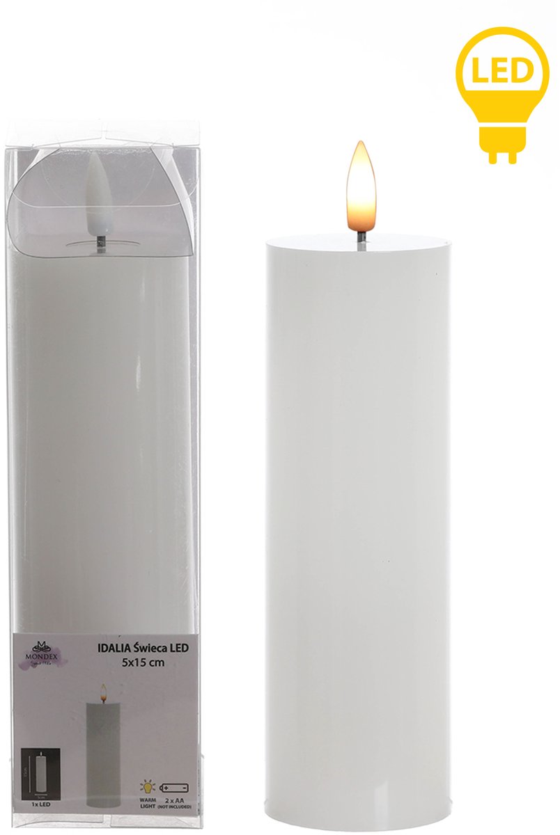 IDALIA LED Cilinderkaars Wit 5x18cm - Veilig & Bol
