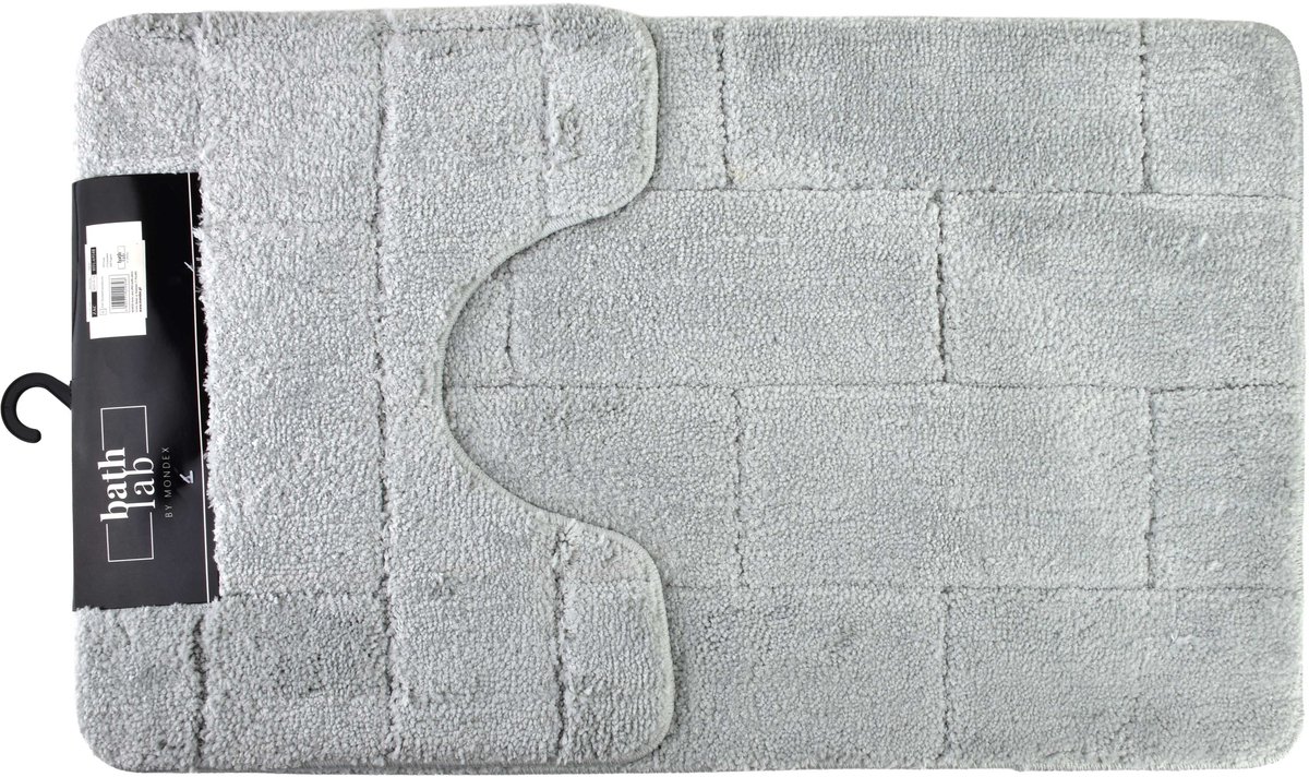 Mondex - ZAC Set van 2 Badkamerkleden 50x37/50x80cm - Badkamermat - WC mat - Toiletmat - Anti-slip- Badmat - lichtgrijs