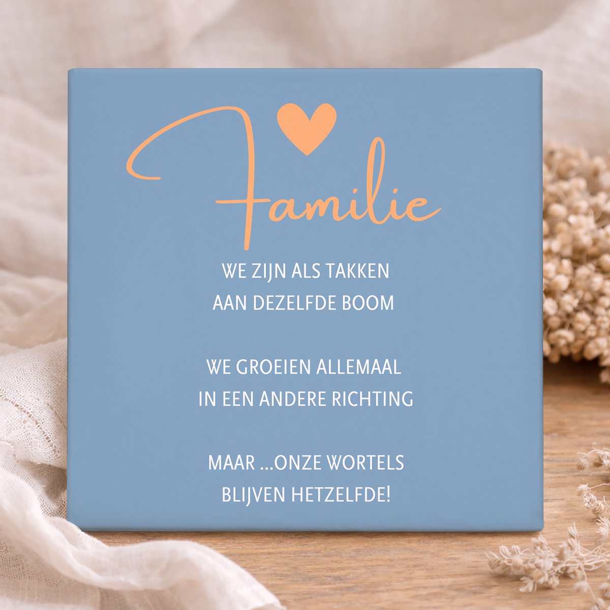 Printazzy - Tegeltjes Met Tekst - Keramische Tegel - Familie - Blauw - Woondecoratie - Moe