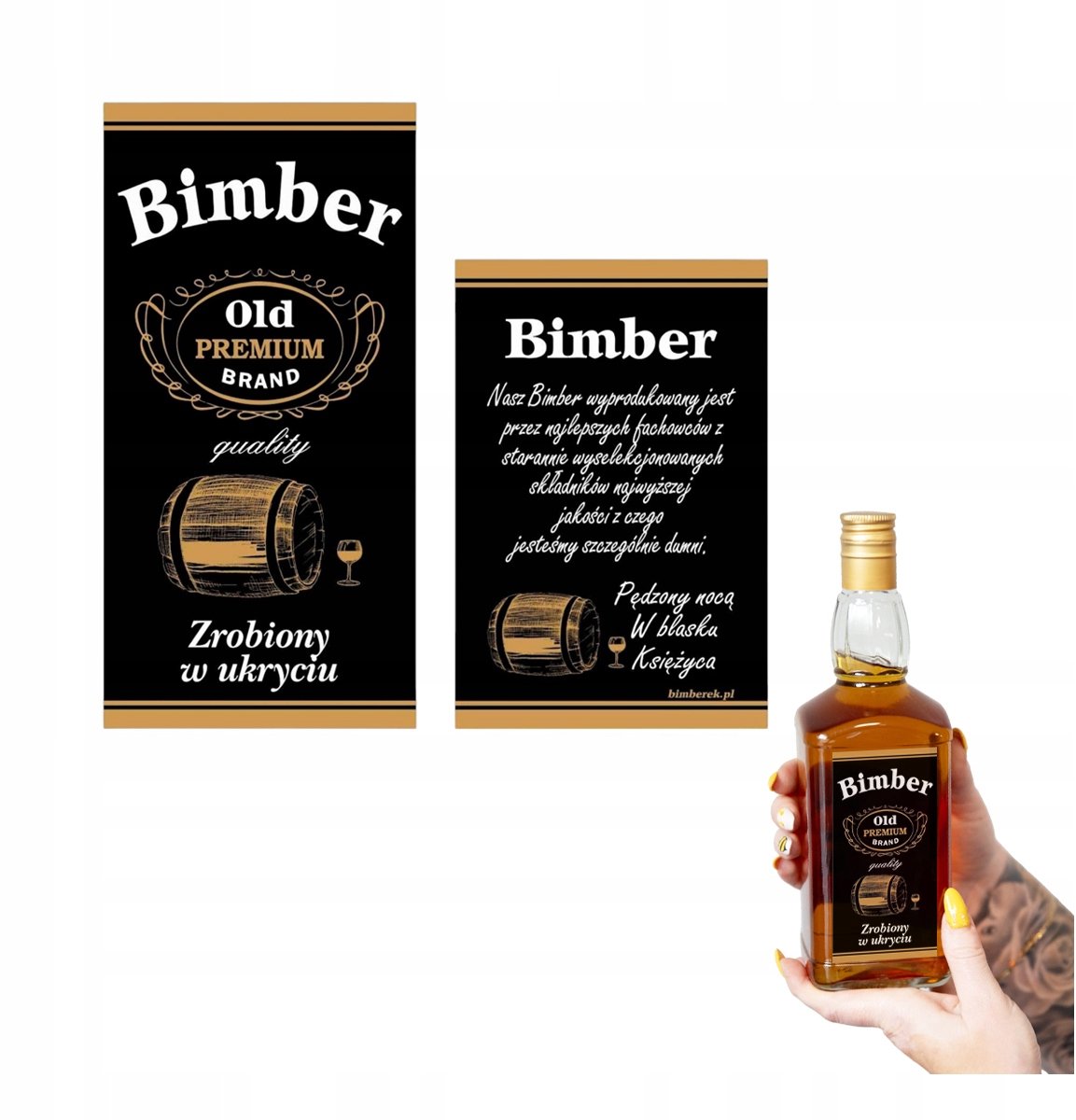 Bimberek - Zwarte Alcoholflesetiketten - Zelfklevend - 10 stuks