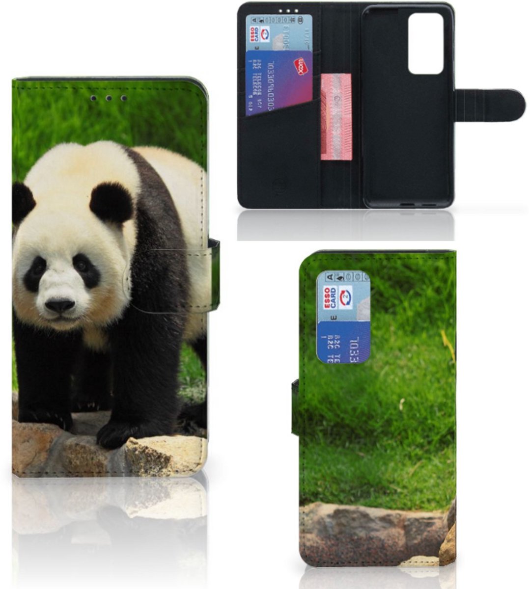 Huawei P40 Pro Telefoonhoesje met Pasjes Panda