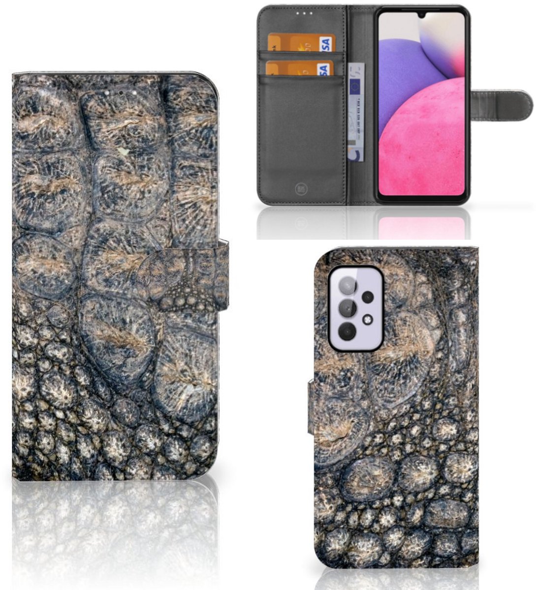 Samsung Galaxy A33 5G Telefoonhoesje met Pasjes Krokodillenprint