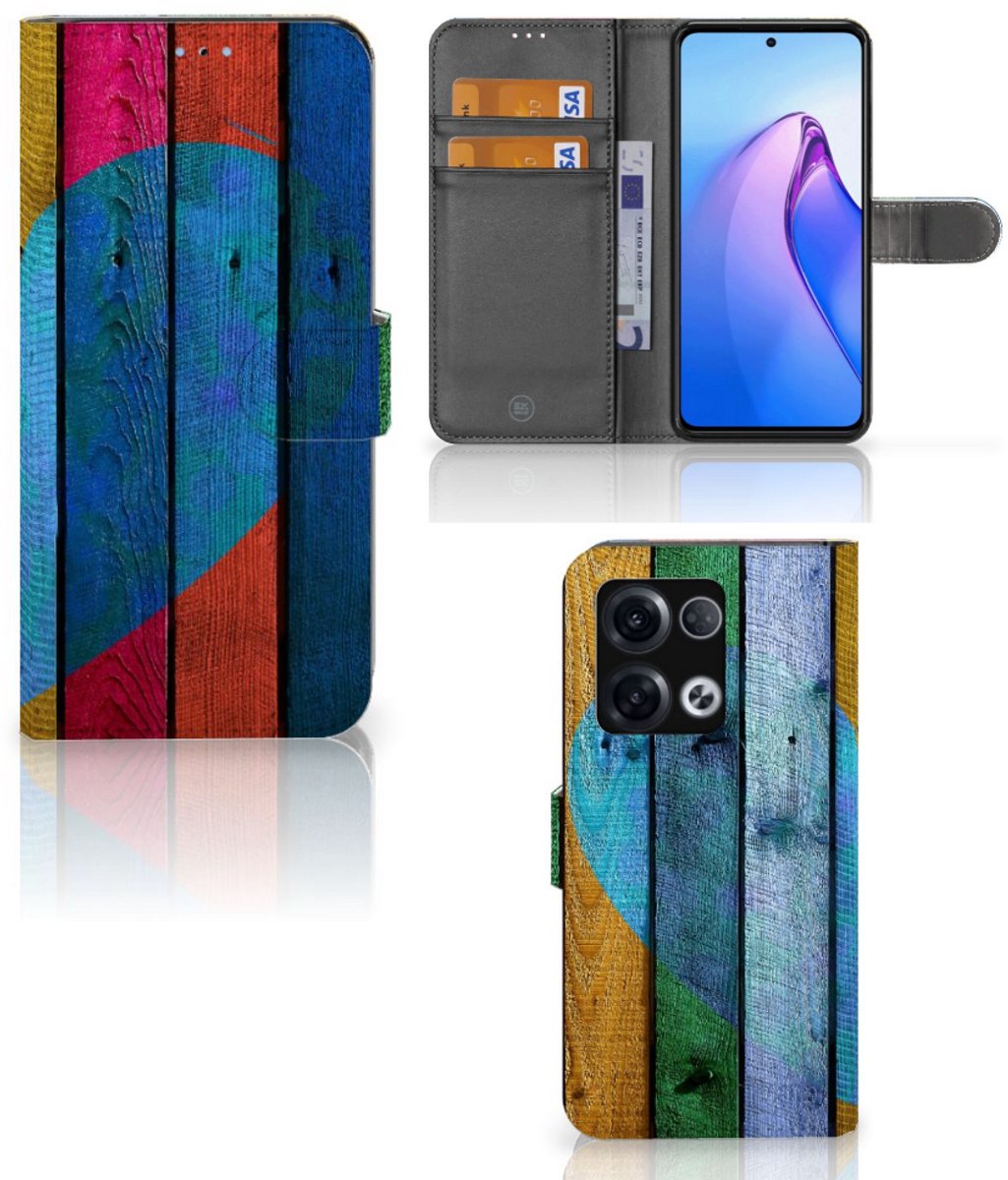 OPPO Reno8 Pro Book Style Case Wood Heart - Cadeau voor je Vriend