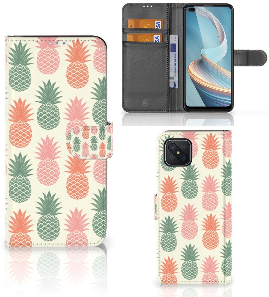 OPPO Reno4 Z Book Cover Ananas