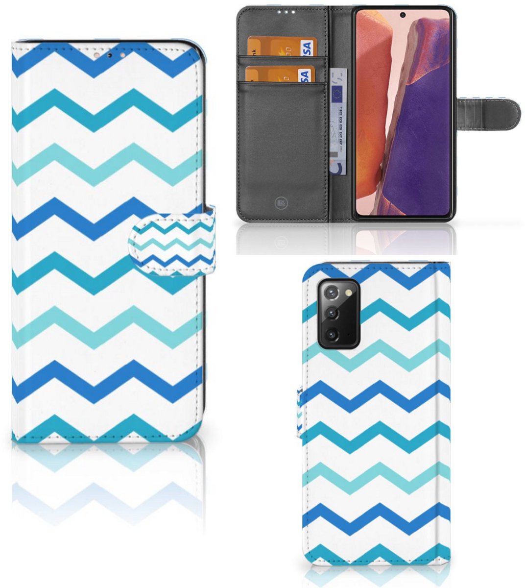 Samsung Galaxy Note 20 Telefoon Hoesje Zigzag Blauw