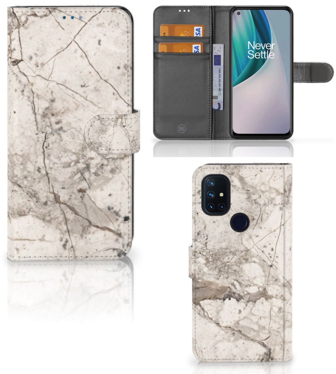 OnePlus Nord N10 Bookcase Marmer Beige