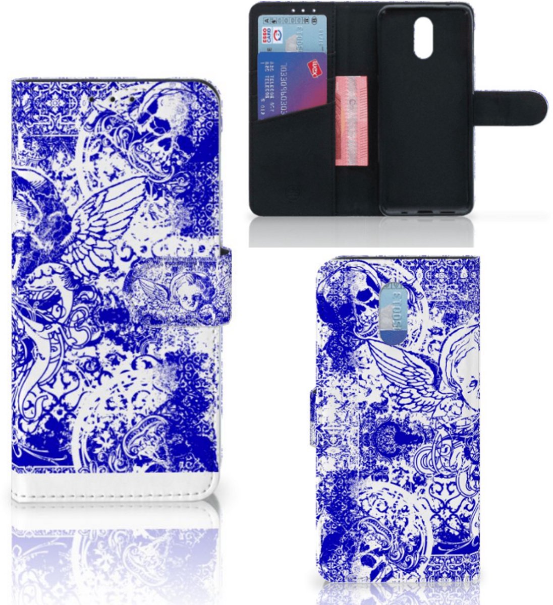 Telefoonhoesje met Naam Nokia 2.3 Angel Skull Blauw