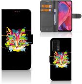 Étui portefeuille OPPO A54 5G | A74 5G | A93 5G Coque pour Smartphone Couleur Cat Cadeaux d'Anniversaire Mignons