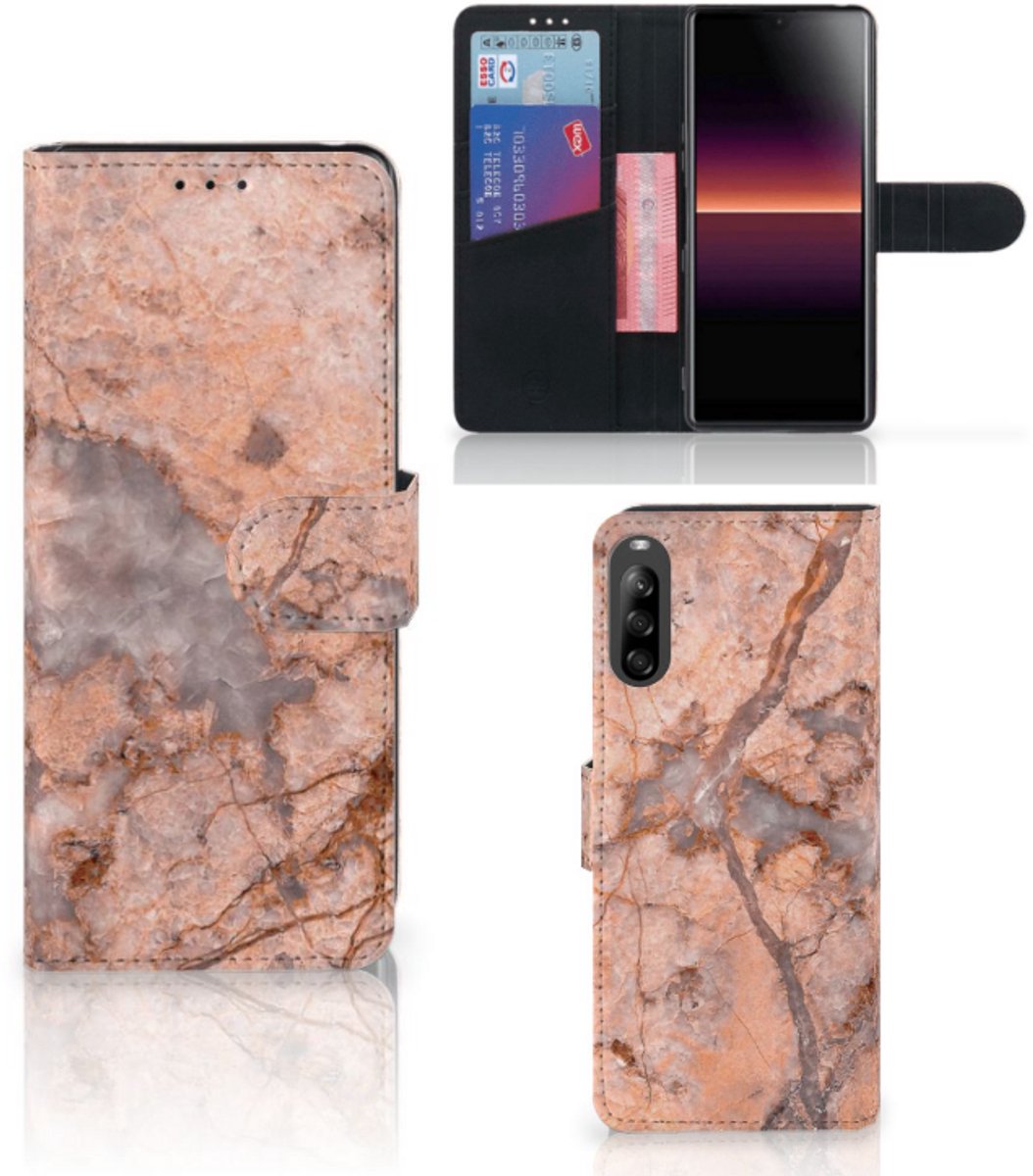 Sony Xperia L4 Bookcase Marmer Oranje