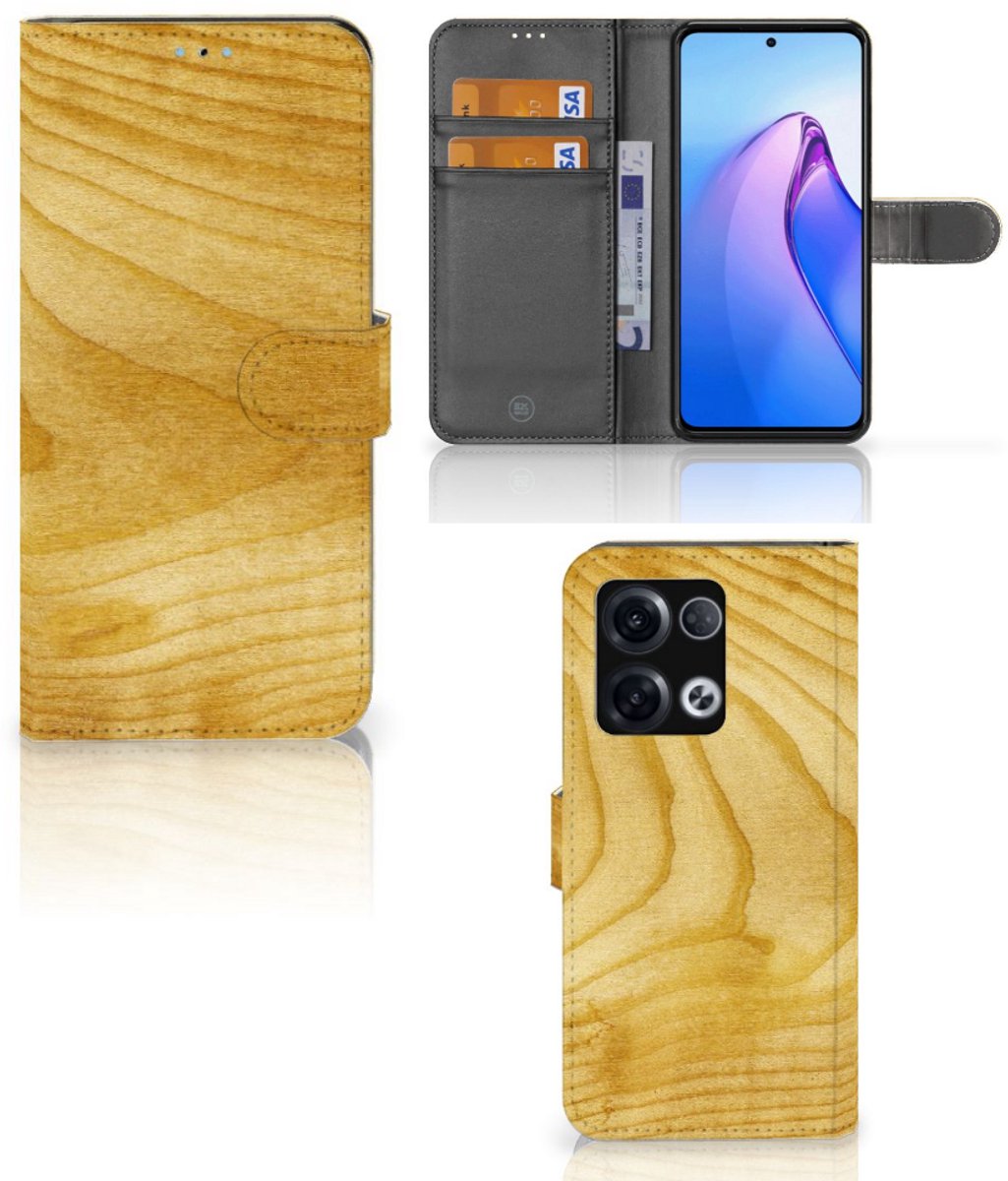 OPPO Reno8 Pro Book Style Case Licht Hout