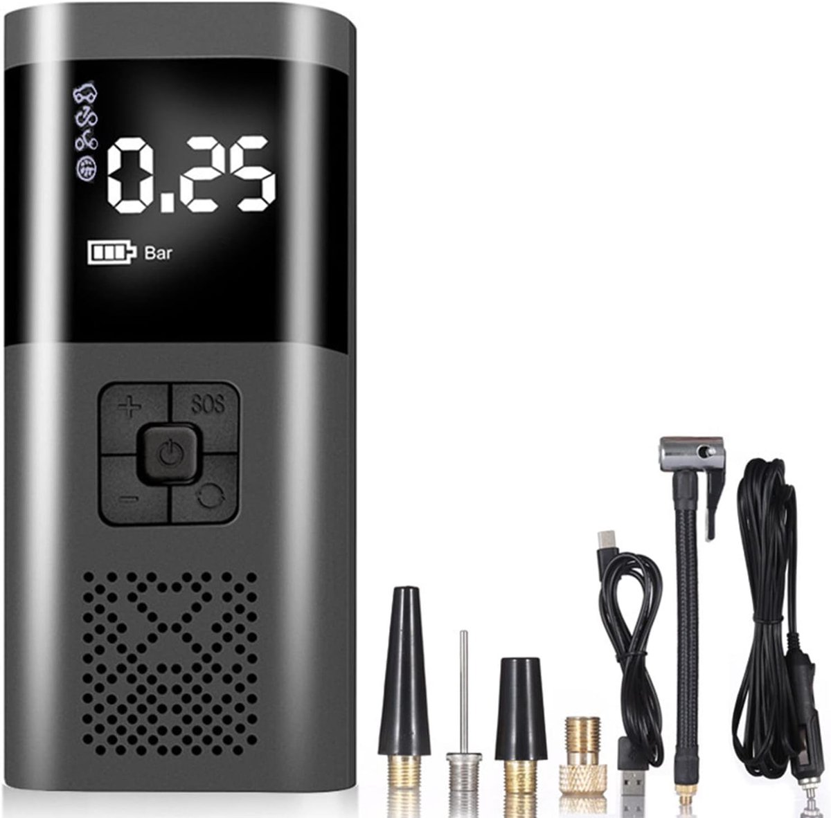 Compressor Bandenpomp - Elektrische Bandenpomp - Draagbare Luchtcompressor - 6000 mAh - Elektrische Fietspomp - Fiets/Auto/Motor/Bal/Luchtbed