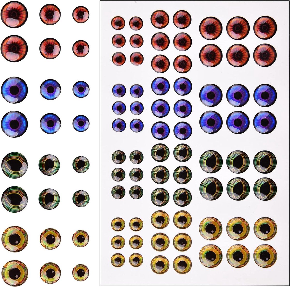 Vis Ogen - Lok Ogen Kunstmatige - Visaas Maken - Ultra Realistisch 5D Ontwerp - 288 stuks 6/8/10mm - Multi-kleur