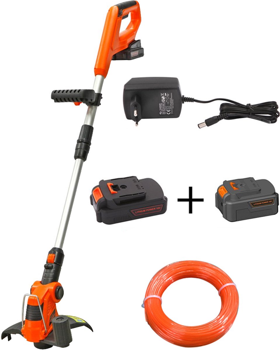 Bol.com Kibani accu grastrimmer 18V - inclusief twee li-ion accu's 2000 mAh en 20m maaidraad – snoerloos - lichtgewicht - bosmaa... aanbieding