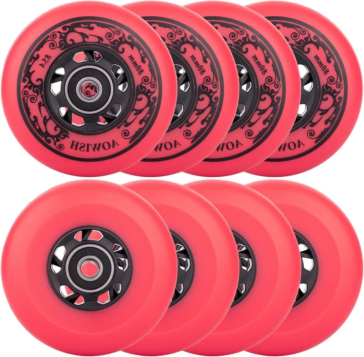 Inline Hockey Wielen - Rolschaatsen Vervangingswiel - Outdoor Skaten - 85A Hardheid - 72 mm - Rood
