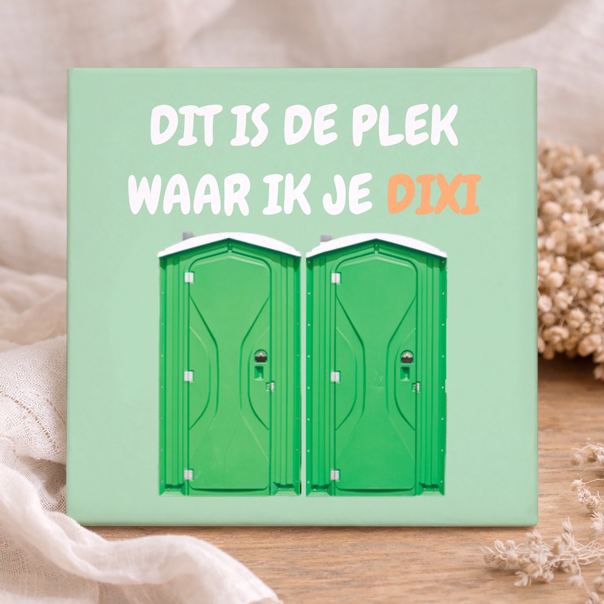 Printazzy - Tegeltjes met Tekst - Dit Is De Plek Waar Ik Je Dixi - Groen - Spreuk Tegeltje - Quote - Humor - Badkamer - Cadeau Voor Hem - Lol