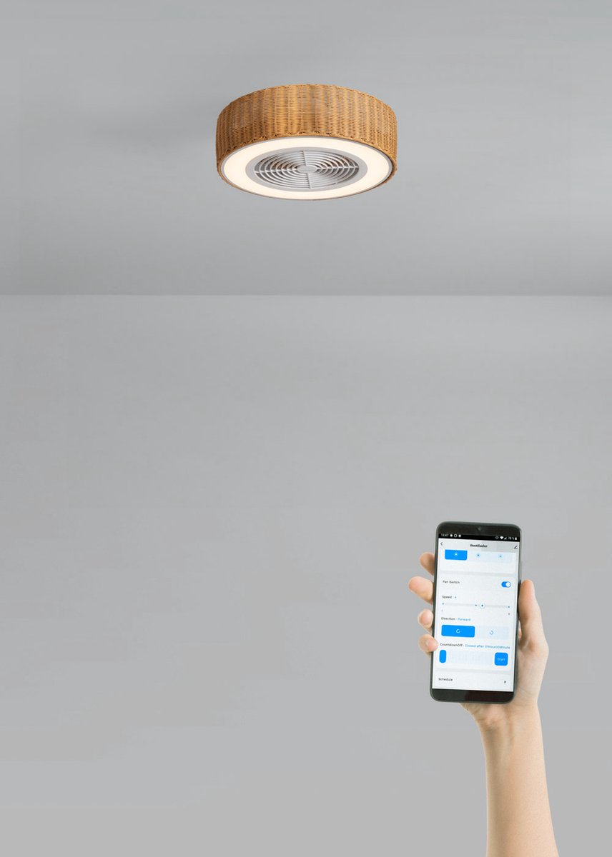 CREATE - Stille plafondventilator 40W Ø50 cm met verborgen bladen en LED-verlichting - S - Met licht - WIFI - WIND CLEAR EASY