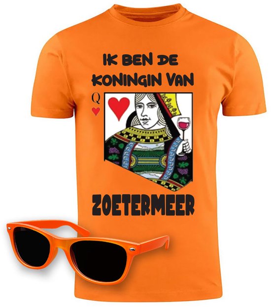Koningsdag Zoetermeer Dames Oranje T-shirt + Oranje Zonnebril - Unisex Shirt