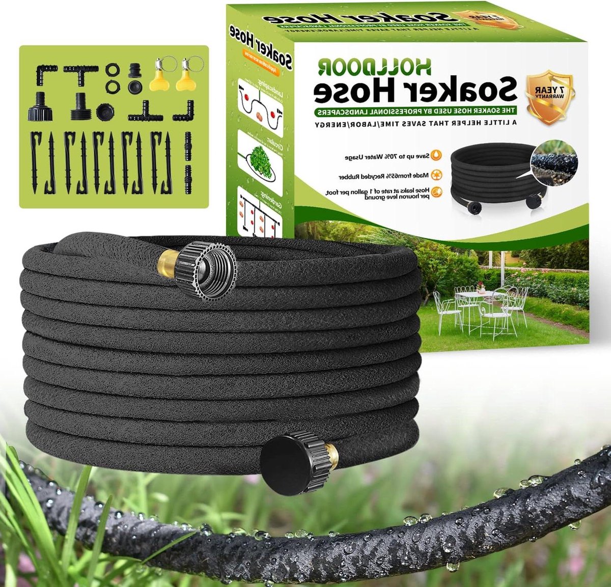 Soaker slang - Druppelslang tuin - Efficiënt water geven - Waterbesparend ontwerp - 100 meter - Zwart