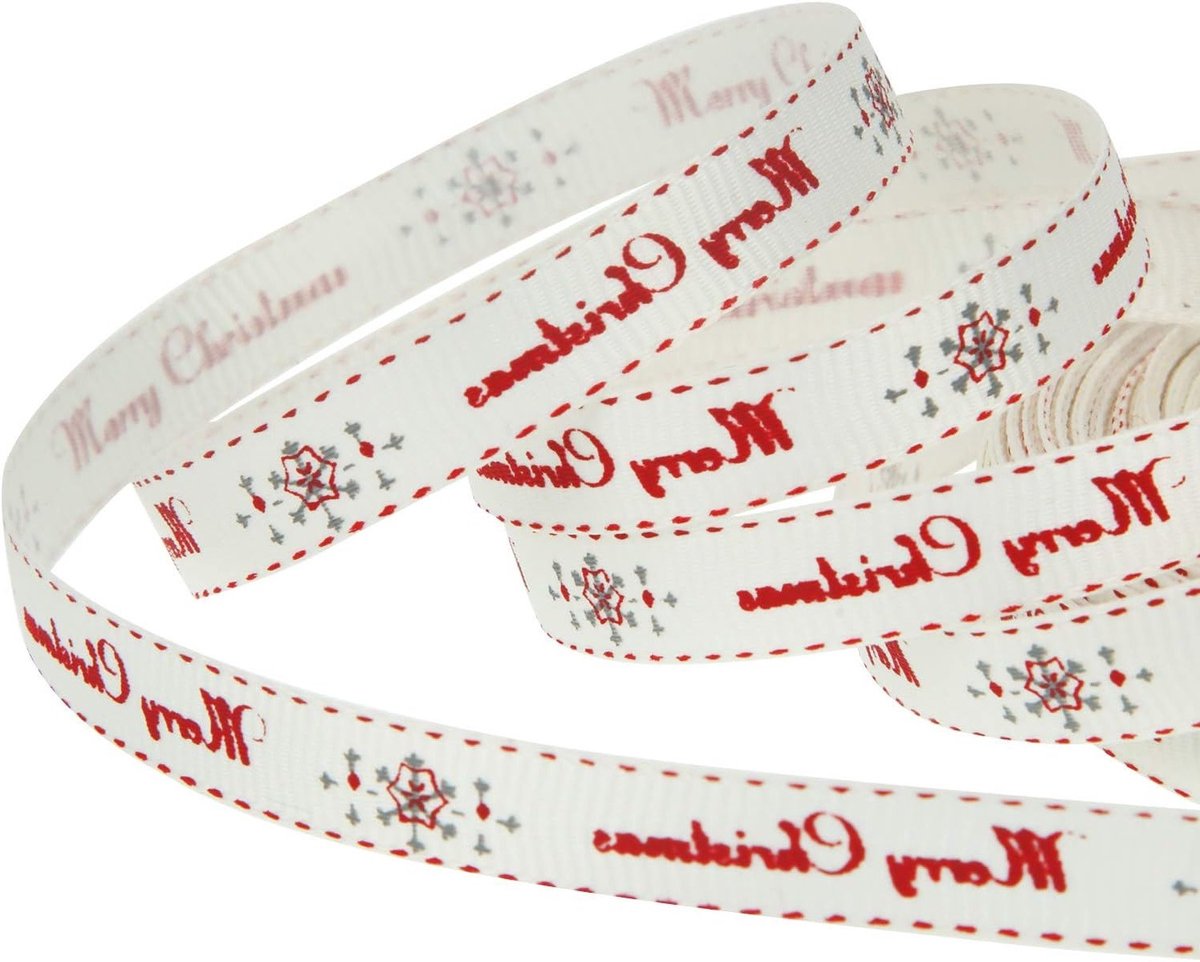 Kerst Grosgrain Lint van 20 Meter voor Cadeauverpakking en DIY Kerstdecoraties, 10mm Breed