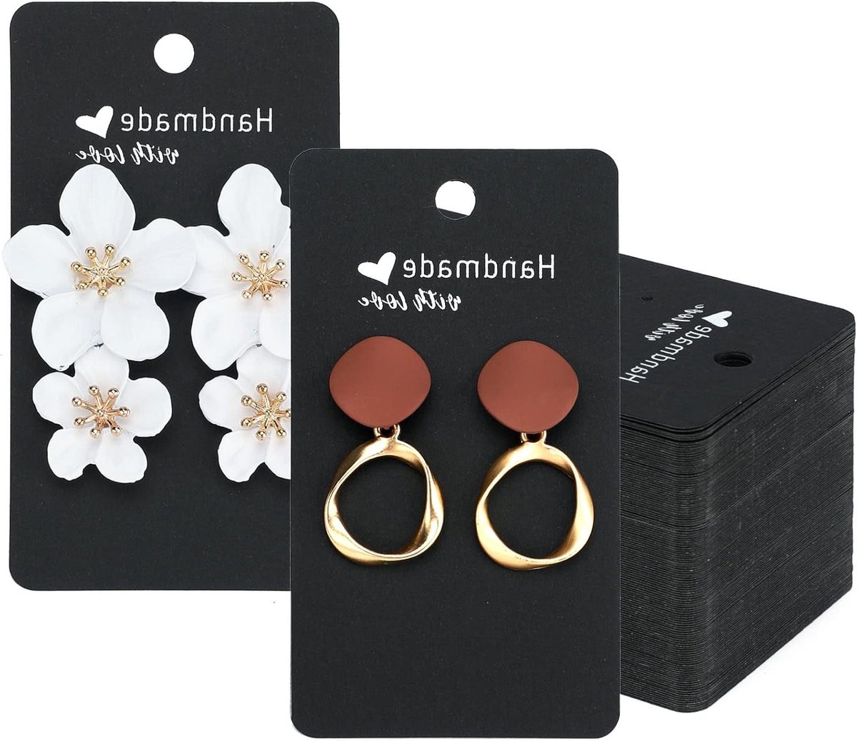 200 Stuks Kraft Papier Oorbellenkaarten 5 x 9 cm voor Sieraden, Stud Oorbellen en Accessoires
