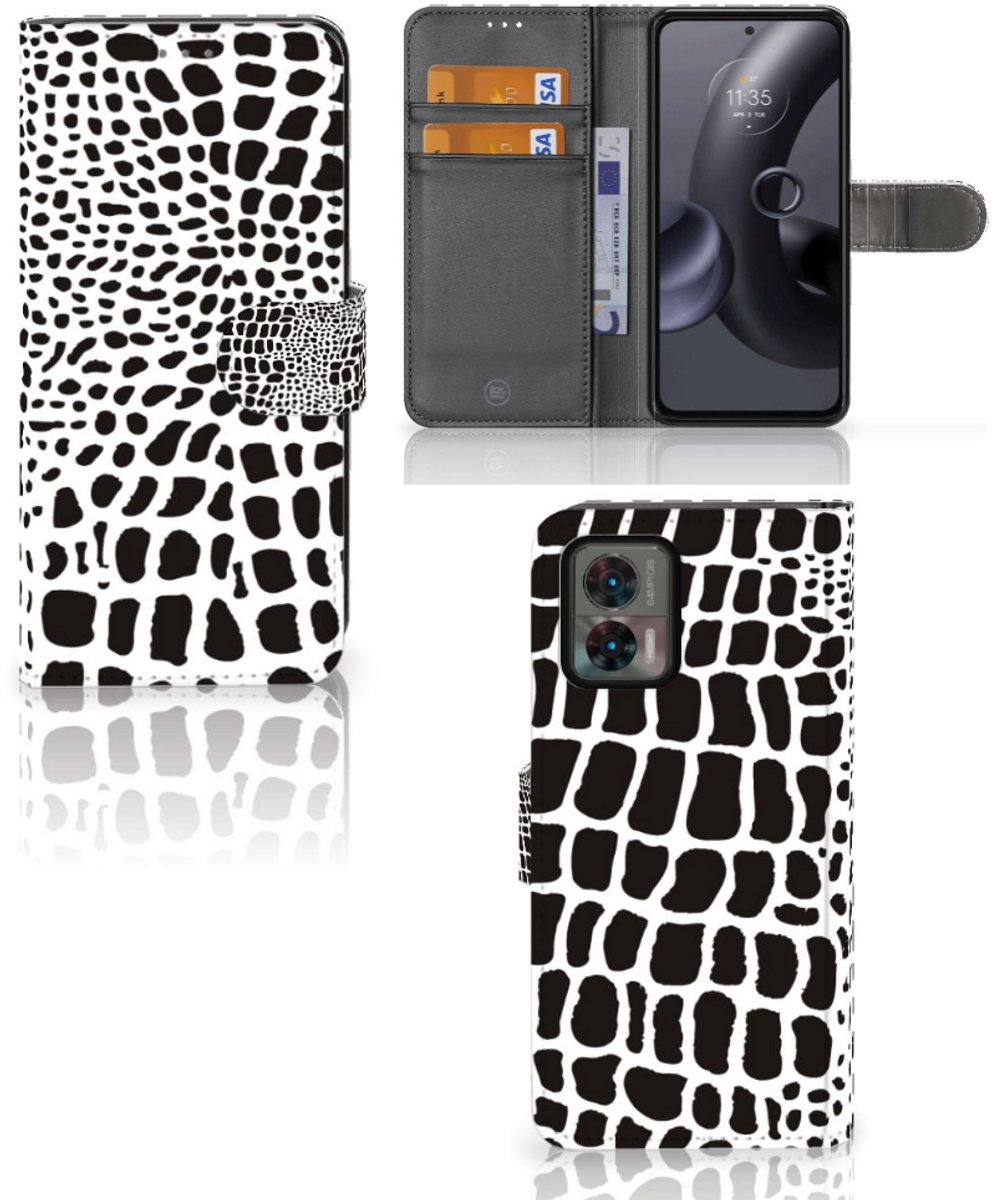 Motorola Edge 30 Neo Telefoonhoesje met Pasjes Slangenprint