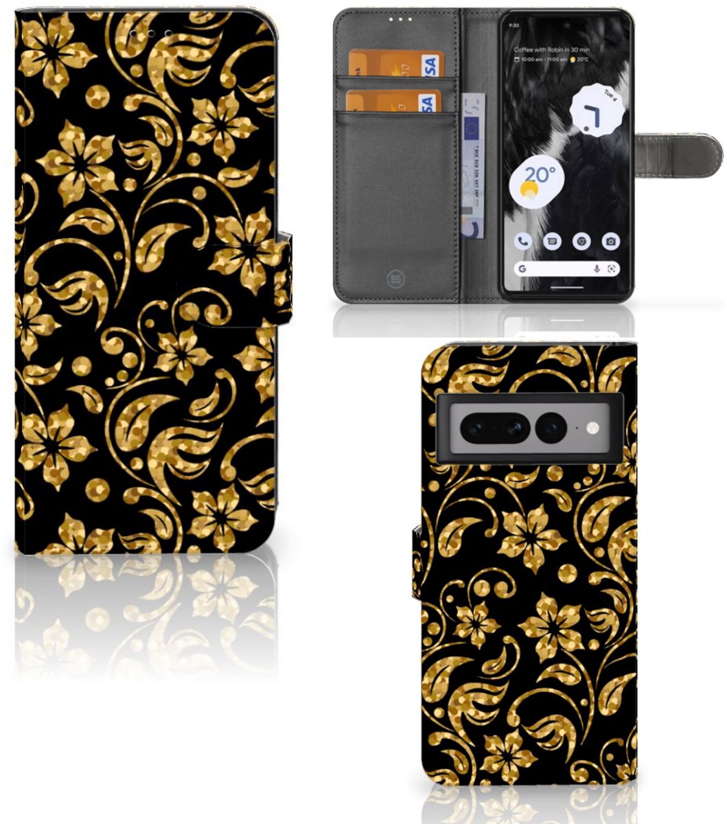 Google Pixel 7 Pro Hoesje Gouden Bloemen