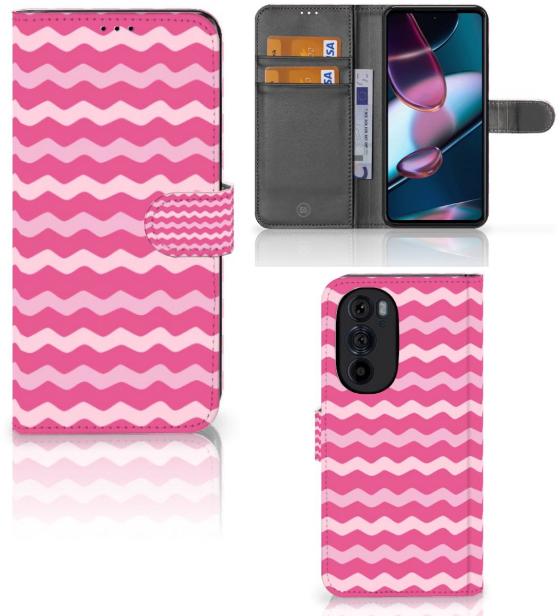 Motorola Edge 30 Pro Telefoon Hoesje Waves Pink