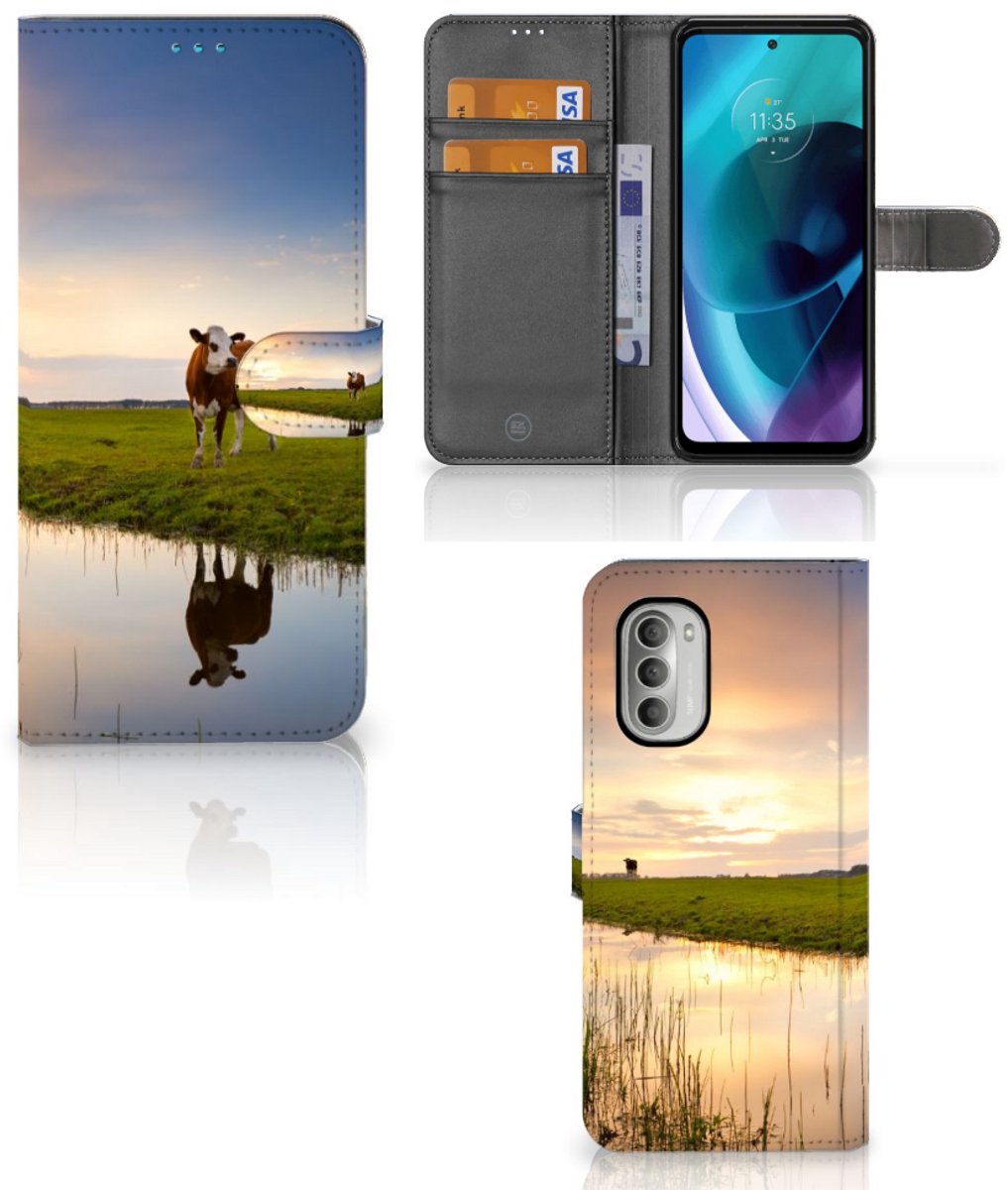 Motorola Moto G51 5G Telefoonhoesje met Pasjes Koe