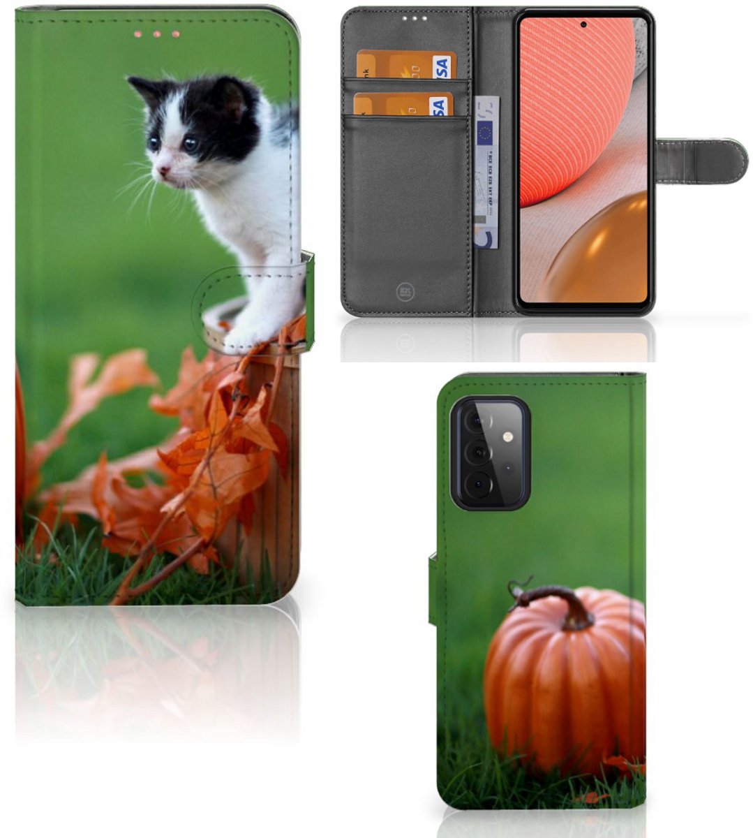 Samsung Galaxy A72 Telefoonhoesje met Pasjes Kitten