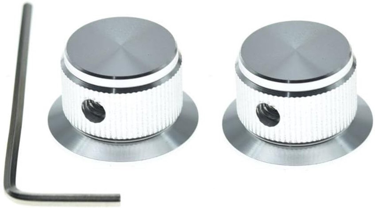 Set van 2 Aluminium Potentiometer Knoppen 1/4 Inch Universele Top Hat voor Volume en Toonregeling van Gitaar en Bas