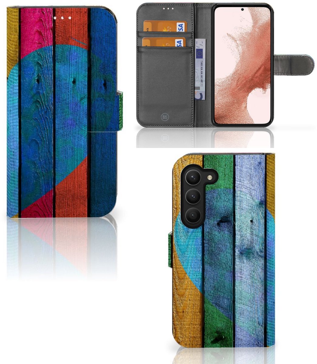 Samsung Galaxy S23 Book Style Case Wood Heart - Cadeau voor je Vriend