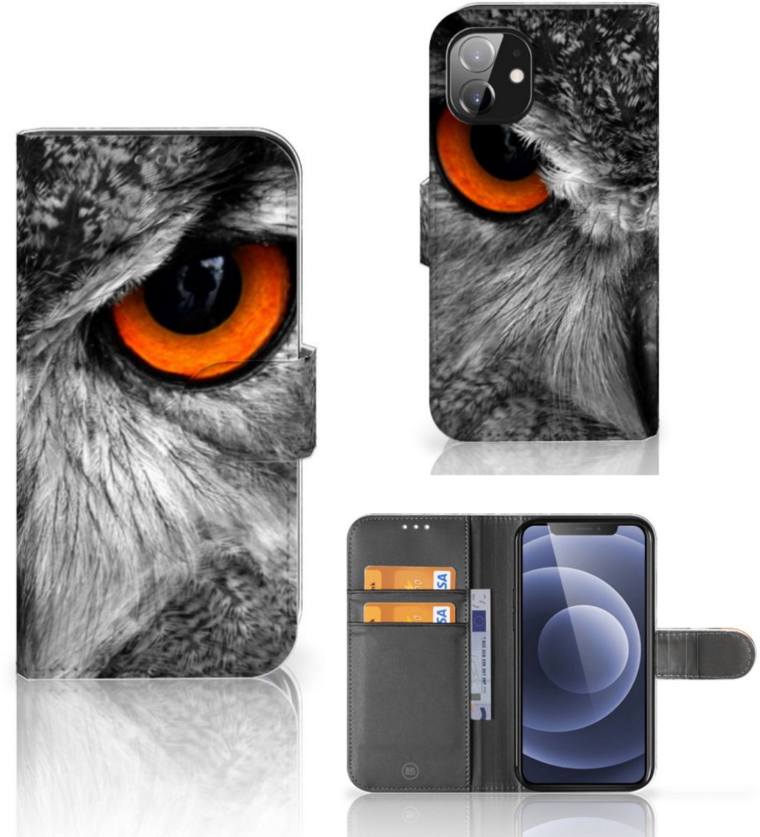 Apple iPhone 12 Mini Telefoonhoesje met Pasjes Uil