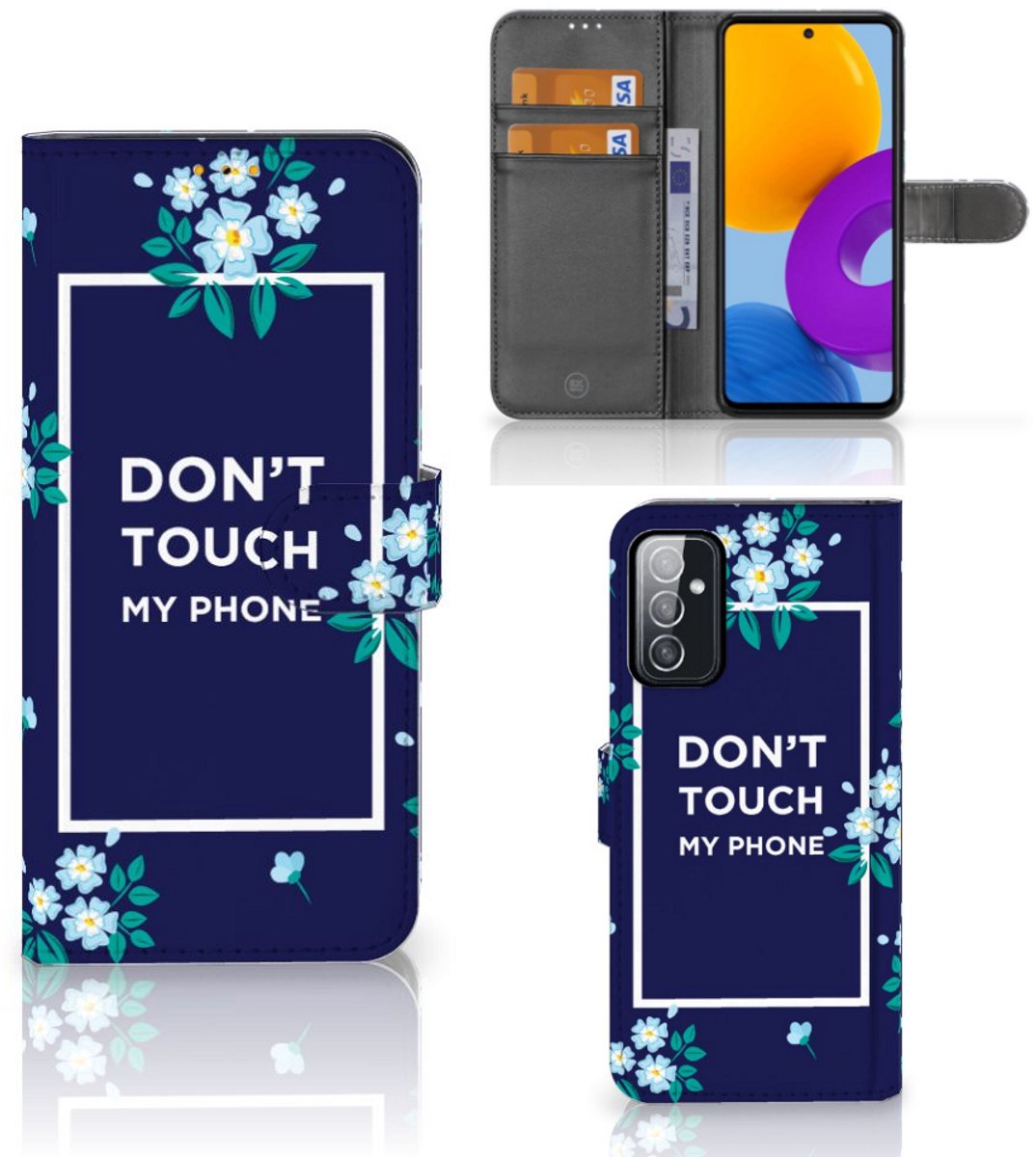 Samsung Galaxy M52 Portemonnee Hoesje Flowers Blue DTMP