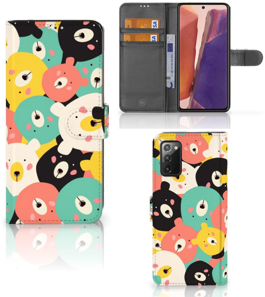 Boekhoesje voor Samsung Galaxy Note 20 Leuk Hoesje Bears
