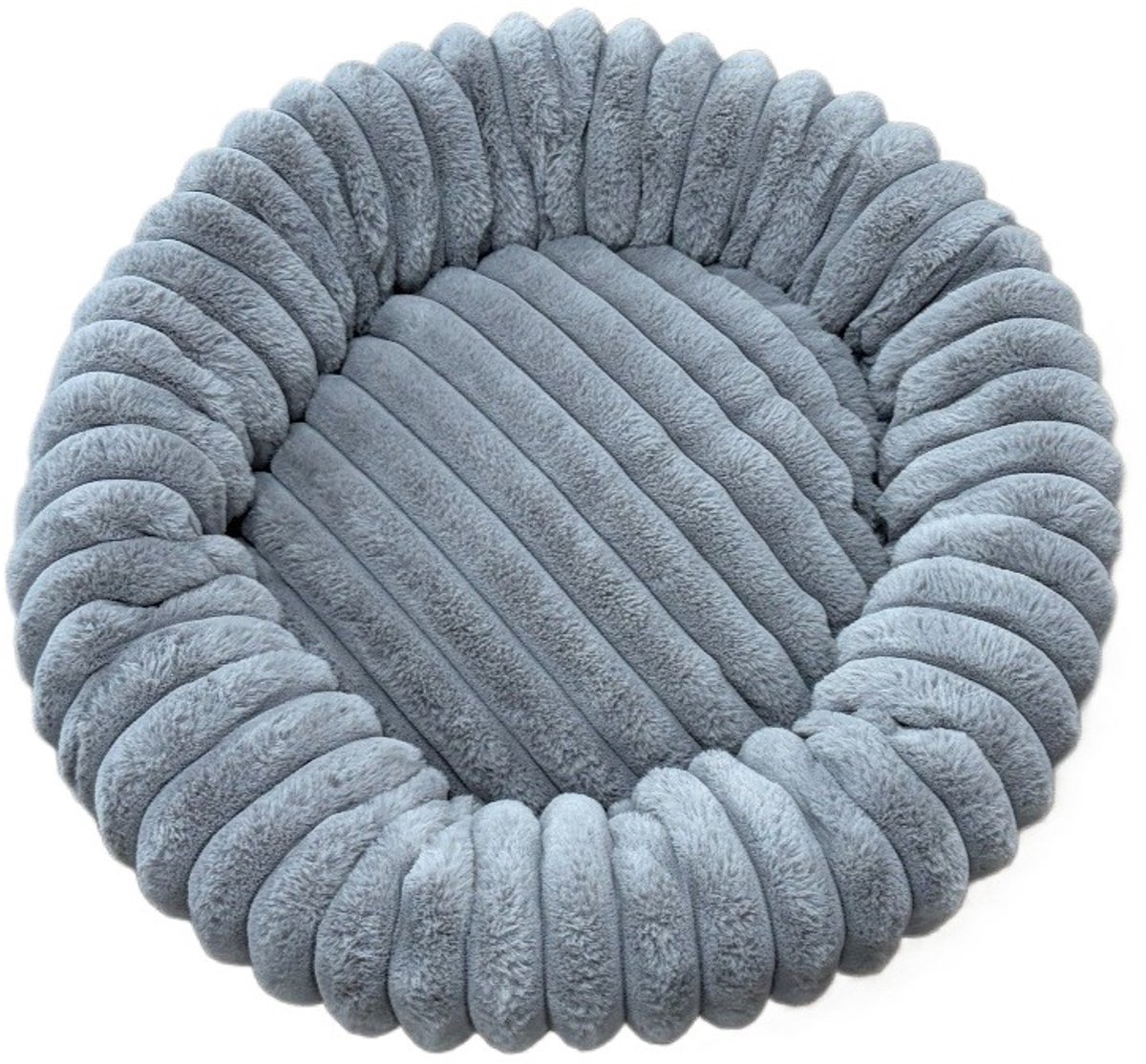 Donut Hondenmand & kattenmand 60 cm - Ronde huisdier nesten - Fluffy Hondenkussen - wasbaar - Anti-slip Mat Onderkant - Geschikt voor Pups & Kittens - Hondenmand rond - Dog Anti Stress Bed - Zacht Kattenbed - Comfortabel Nestje - grijs