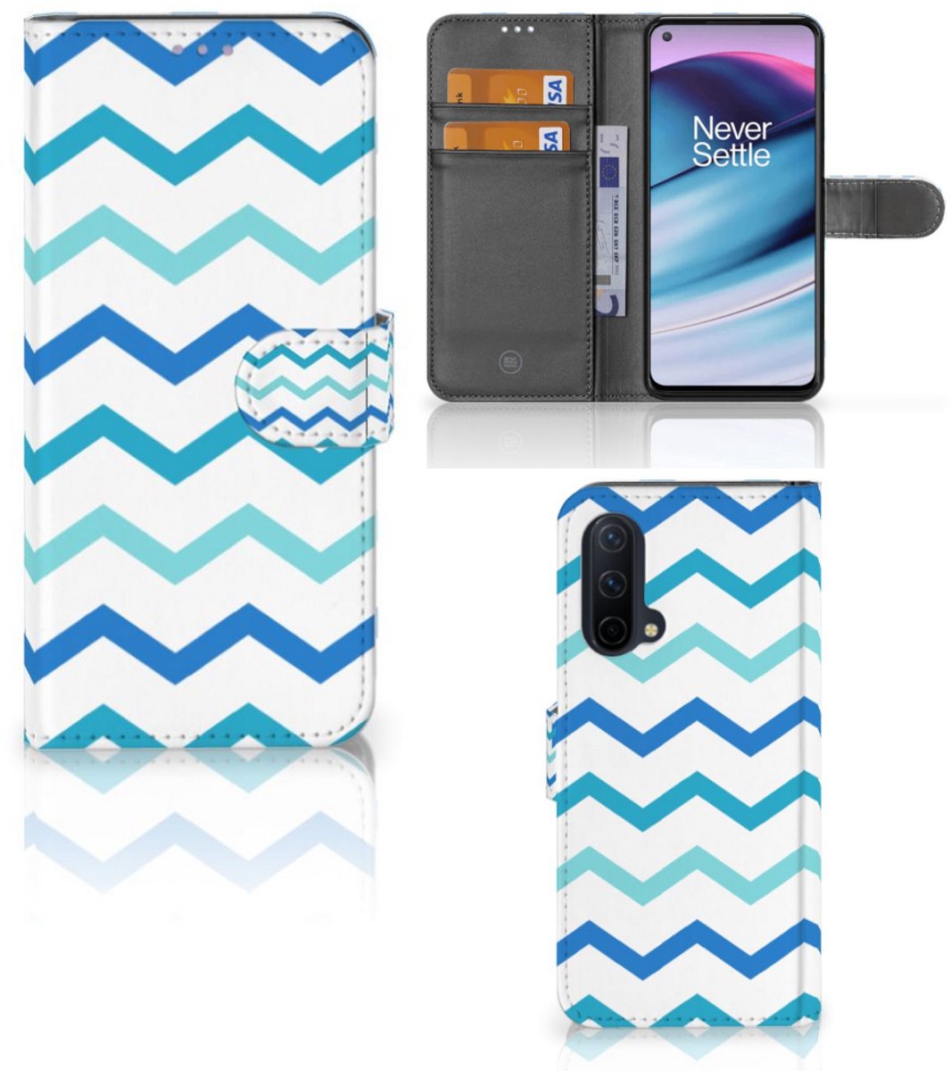OnePlus Nord CE 5G Telefoon Hoesje Zigzag Blauw