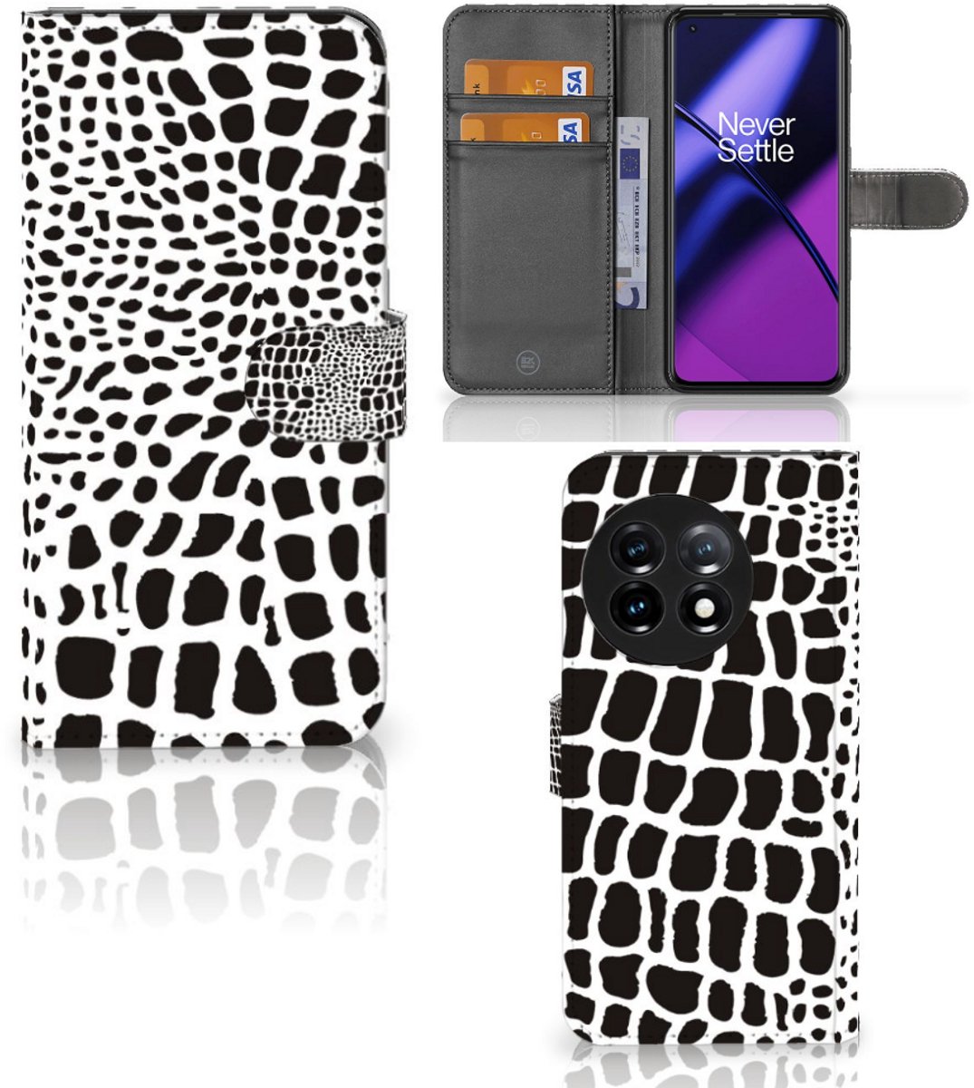 OnePlus 11 Telefoonhoesje met Pasjes Slangenprint