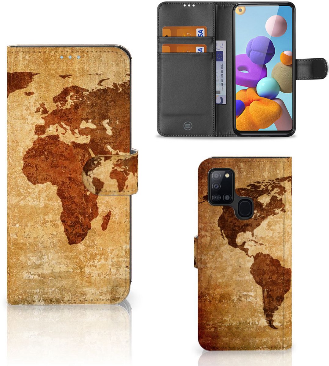 Samsung Galaxy A21s Flip Cover Wereldkaart