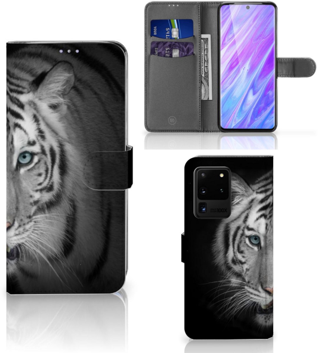 Samsung Galaxy S20 Ultra Telefoonhoesje met Pasjes Tijger