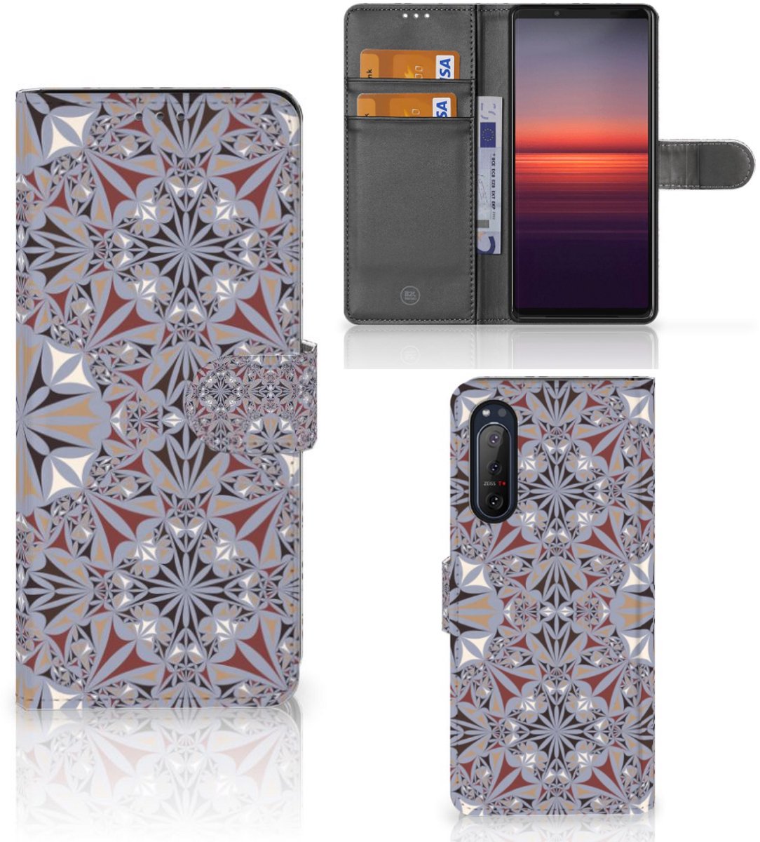 Sony Xperia 5II Bookcase Flower Tiles